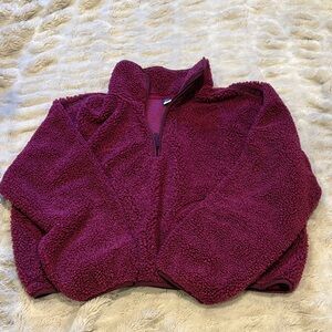 Old Navy Plush Quarter-Zip Sherpa Fleece Jacket - Deep Berry
